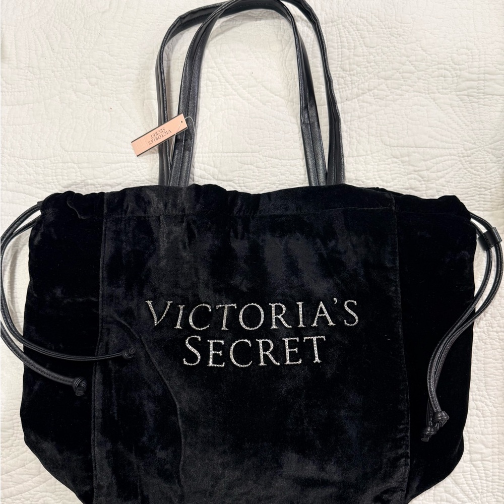 Victoria's Secret Black Velvet Tote Bag